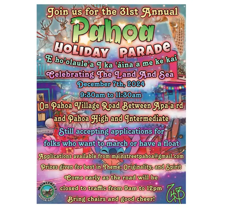 PAHOA  CHRISTMAS   PARADE….Join us !              This SAT 7 Dec.   SHOW UP at 8:30AM PLS !!!                          Trump Flags, MAGA gear welcome !!!